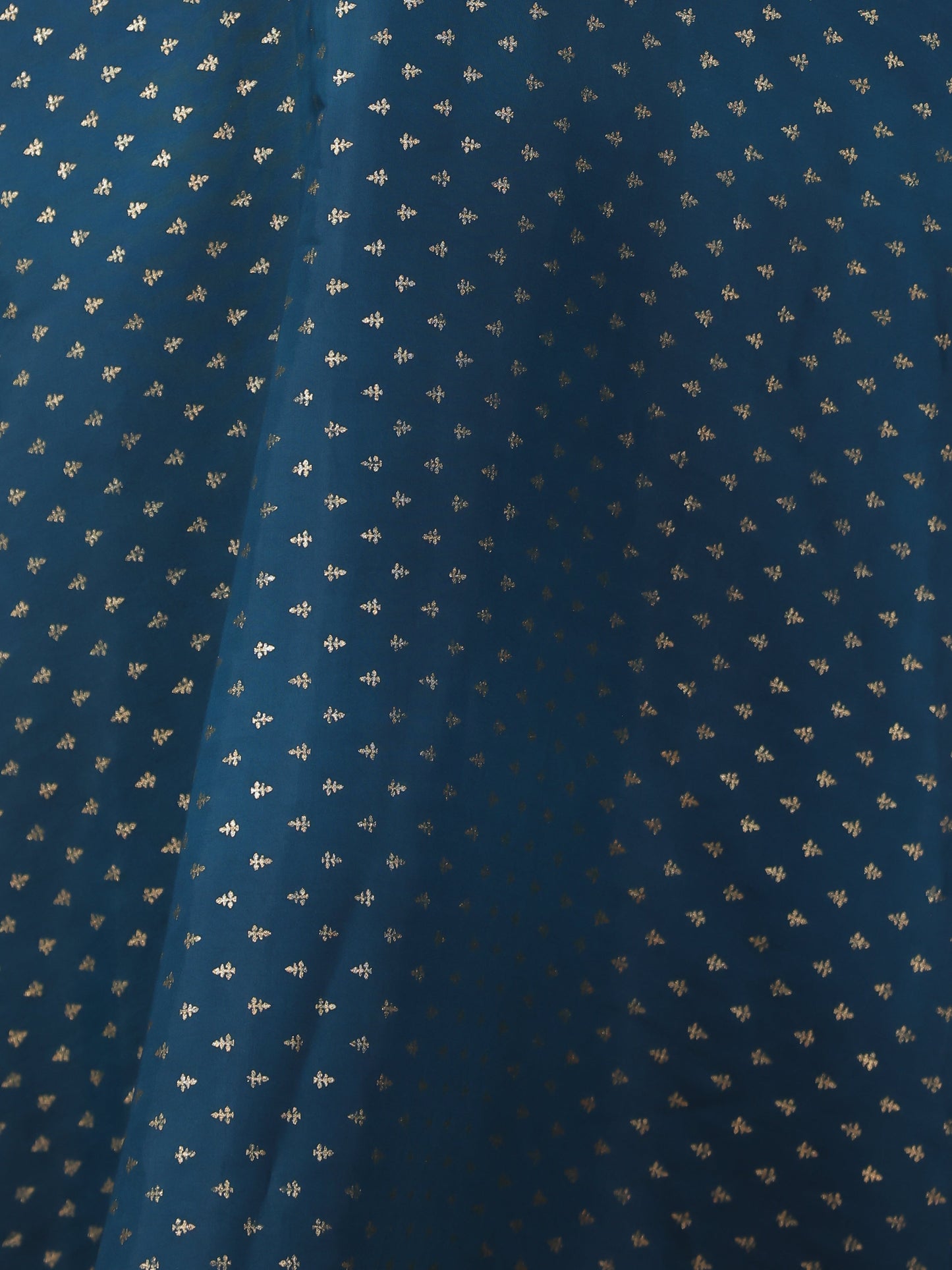 Embroidered Poly Chanderi Gold foil Anarkali Blue Kurta