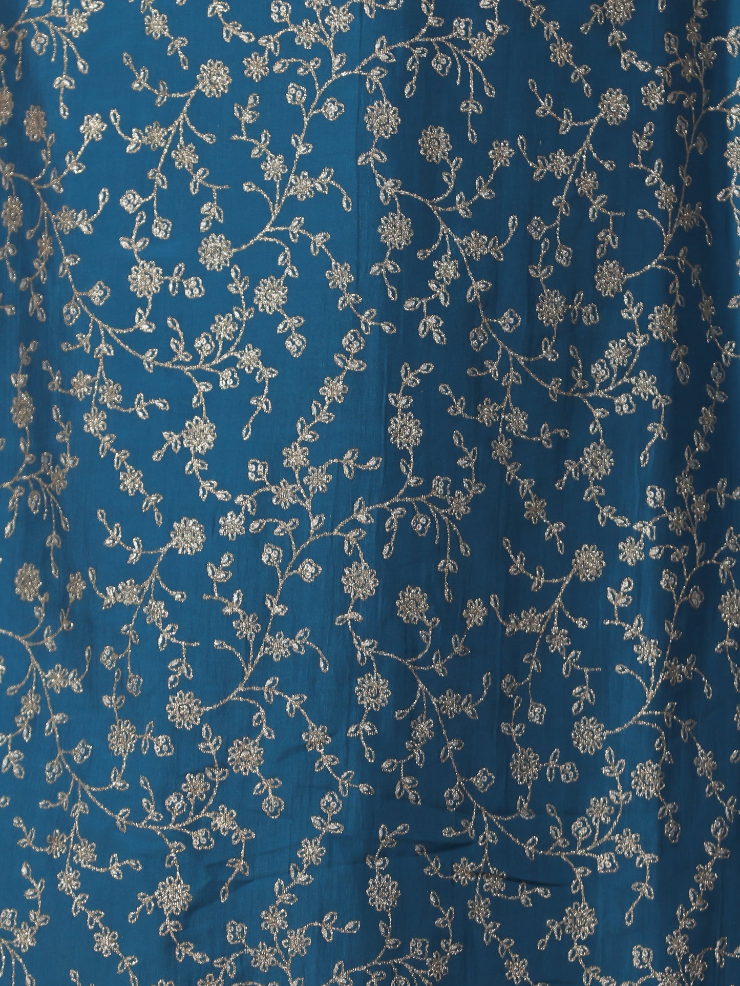 Poly Chanderi Gold foil A-line Blue Kurta