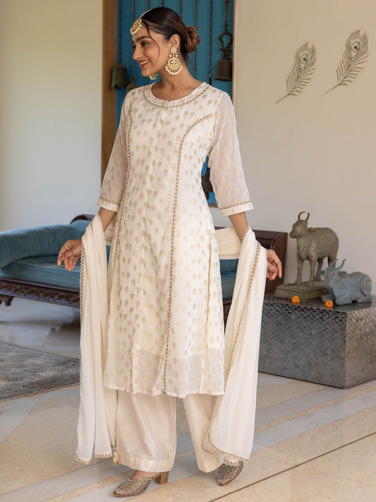 Blended Silk Solid Off White Dupatta