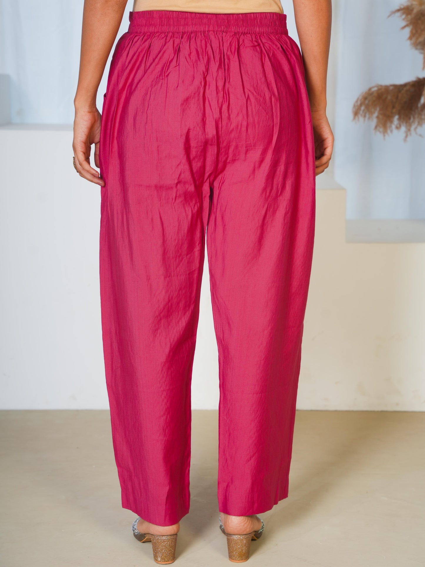Vertigan Solid Wine Straight Trousers