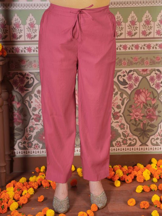 Blended Silk Solid Pink Palazzo