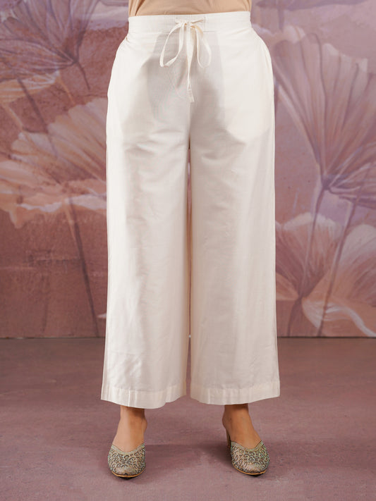 Chanderi Solid Off White Palazzo