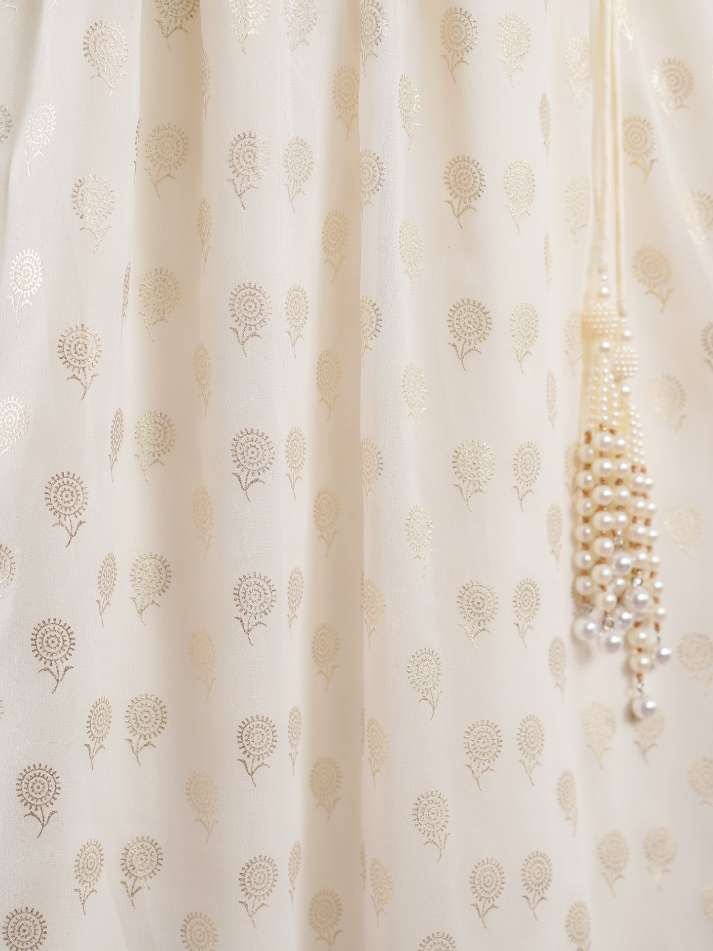 Georgette Gold foil Angrakha Off White Kurta