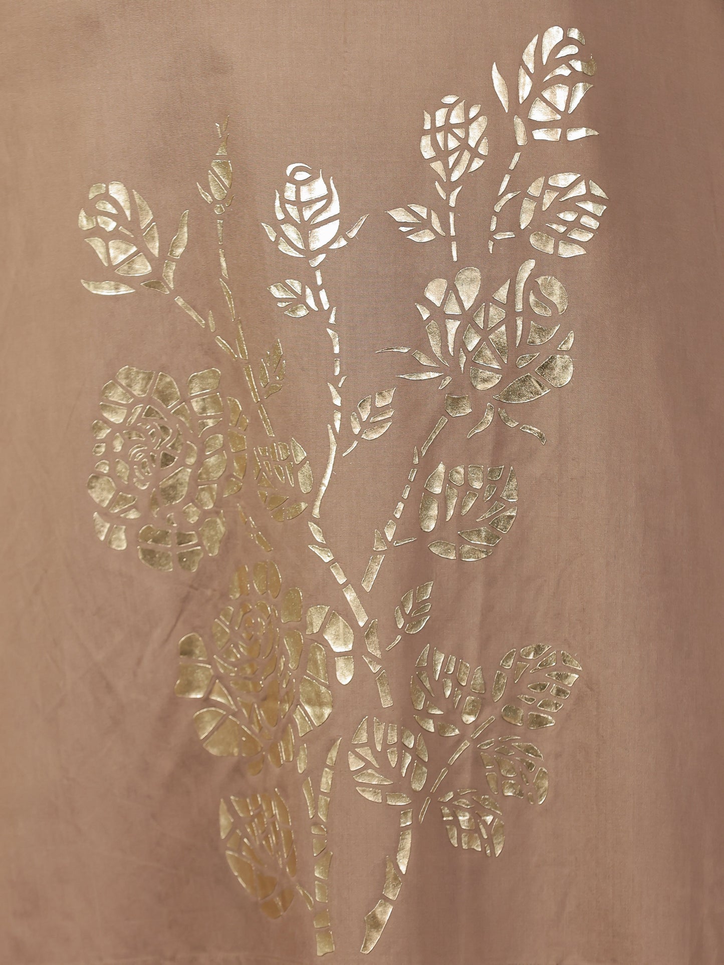 Chanderi Gold Foil Print Kaftan Brown Kurta