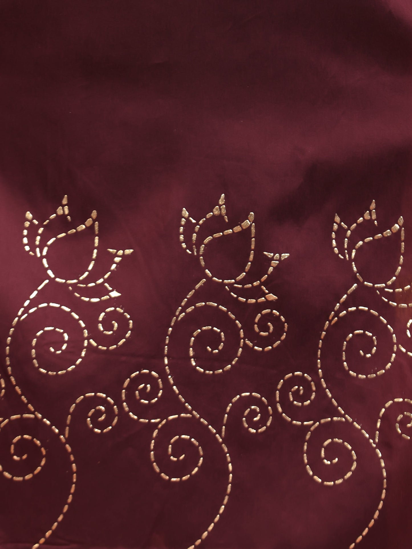Chanderi Placement Print Straight Wine Kurta