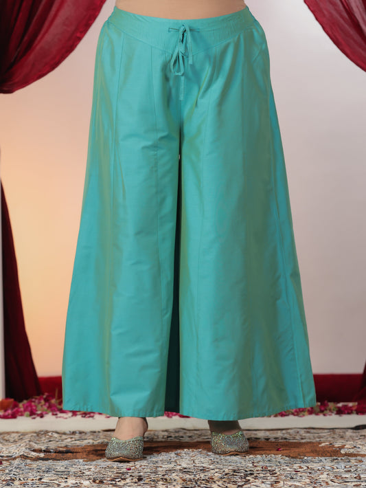 Chanderi Solid Turquoise Palazzo