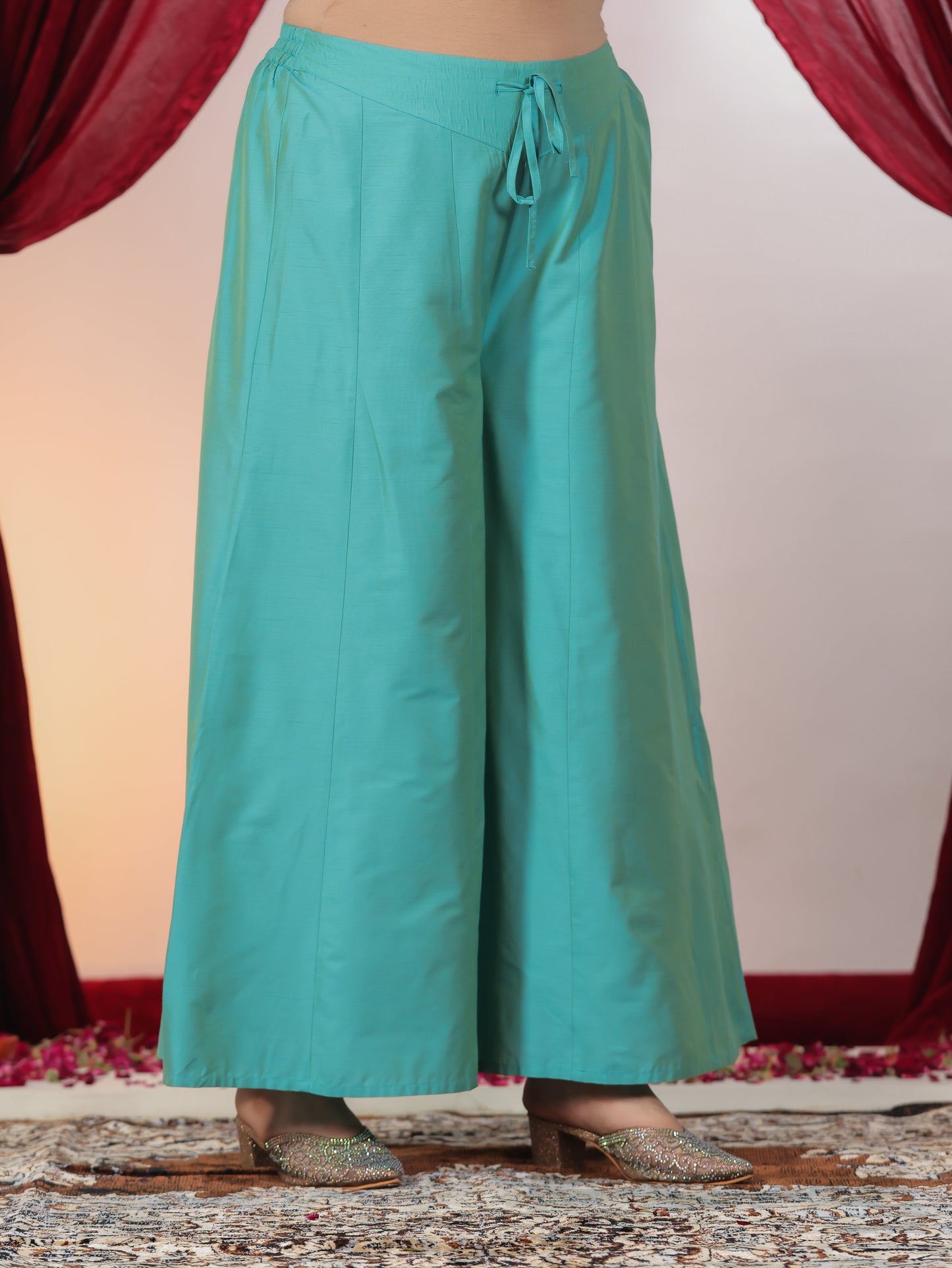 Chanderi Solid Turquoise Palazzo
