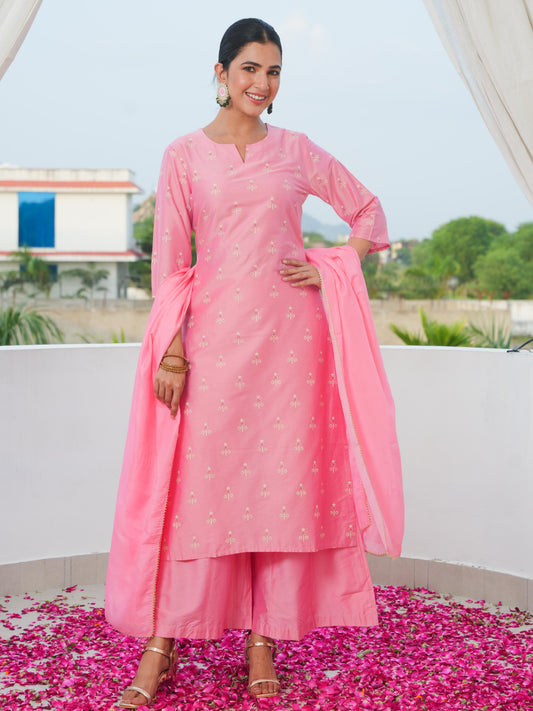 Blended Silk Solid Pink Dupatta