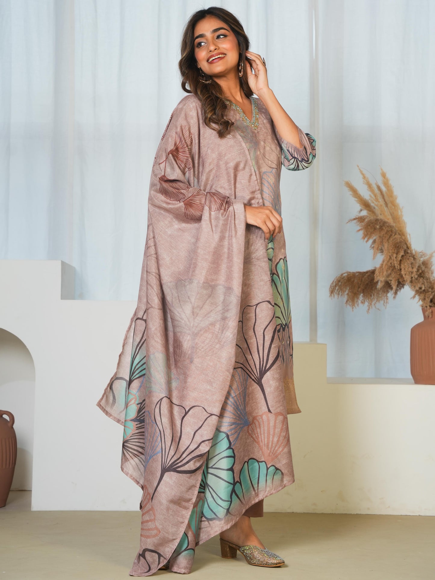 Embroidered Jacquard Abstract Multicoloured Kurta