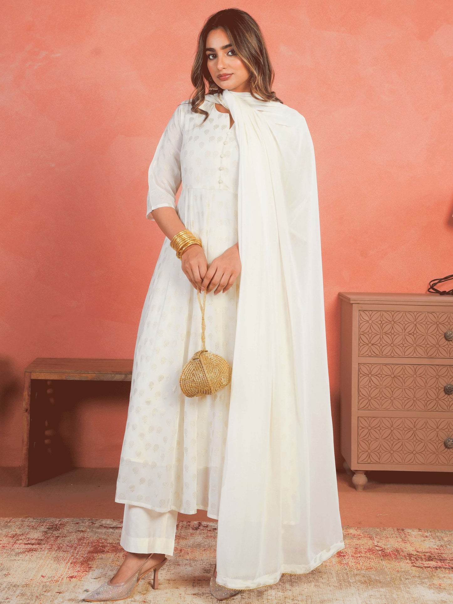 Georgette Solid Off White Dupatta