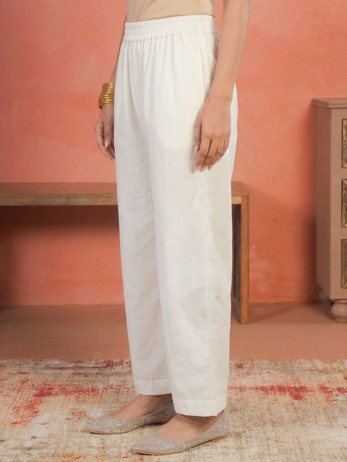 Georgette Gold foil Anarkali Off White Kurta