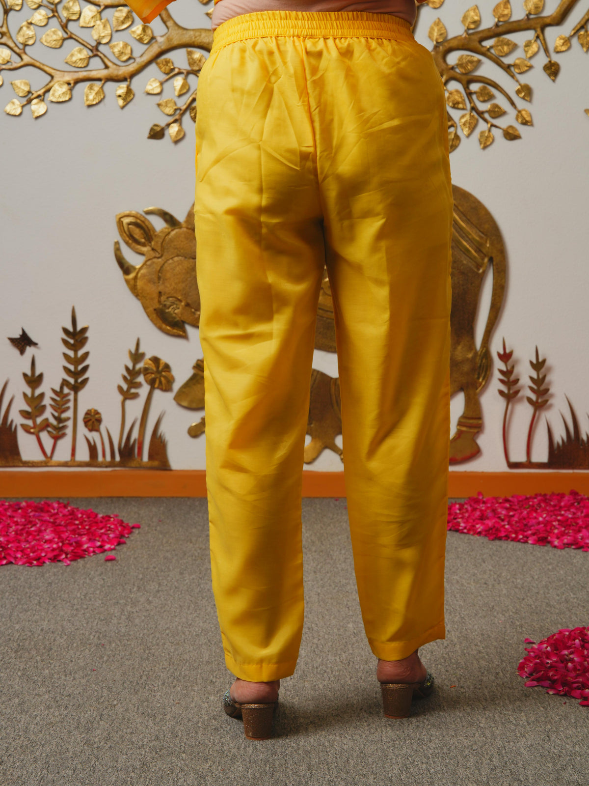 Shantoon Solid Yellow Trousers