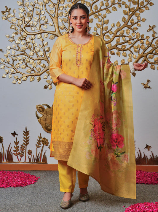 Jacquard Floral Mint Green Dupatta