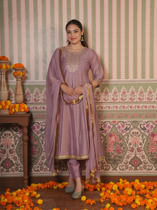 Blended Silk Solid Onion Pink Dupatta