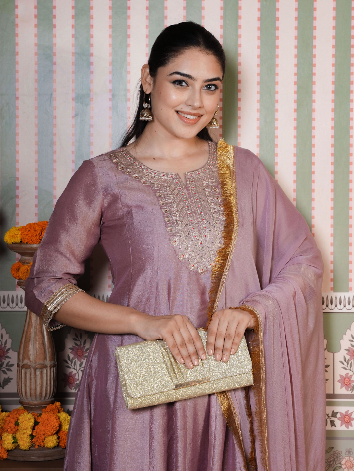 Blended Silk Solid Onion Pink Dupatta