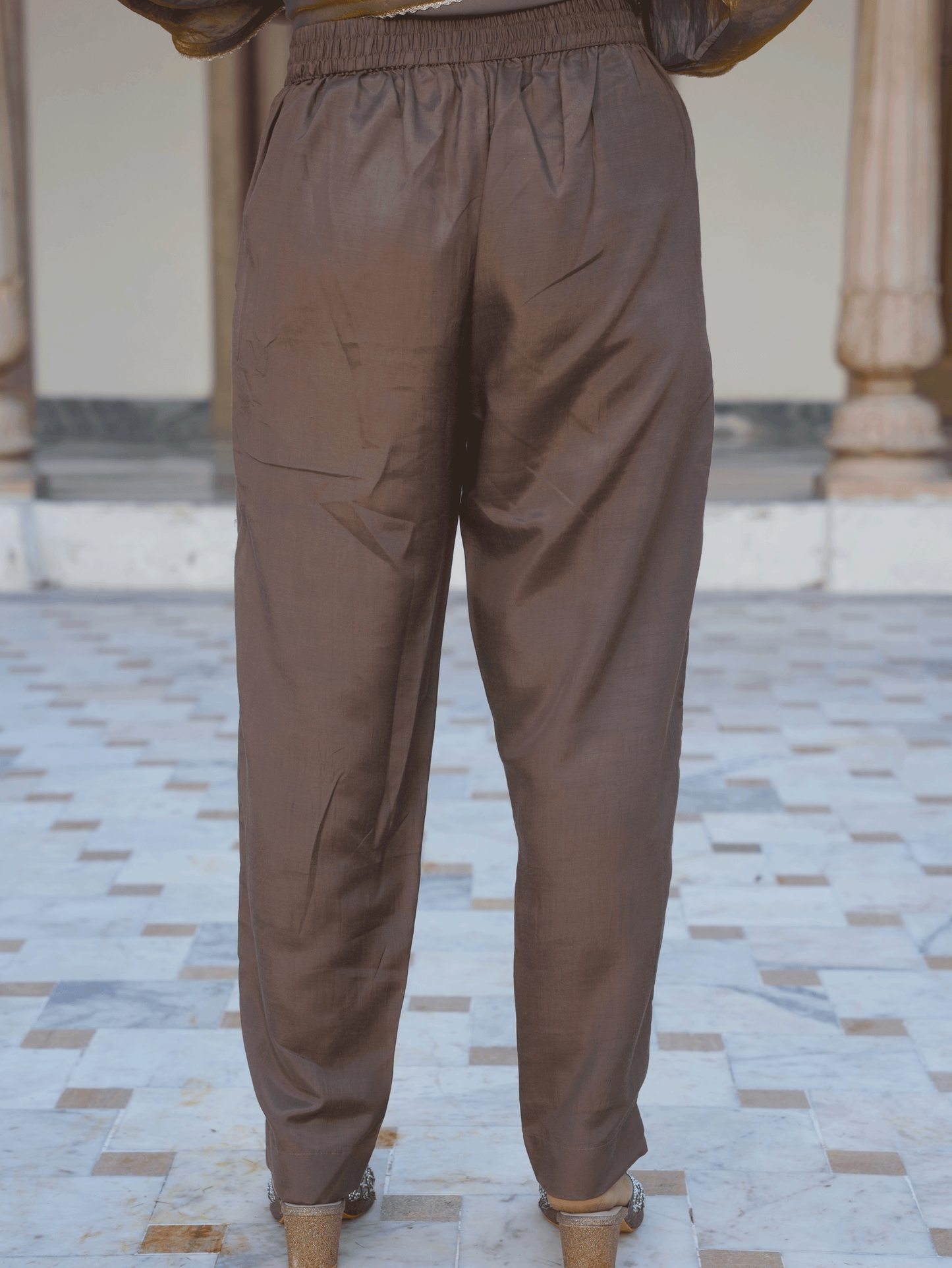 Organza Solid Gold Trousers