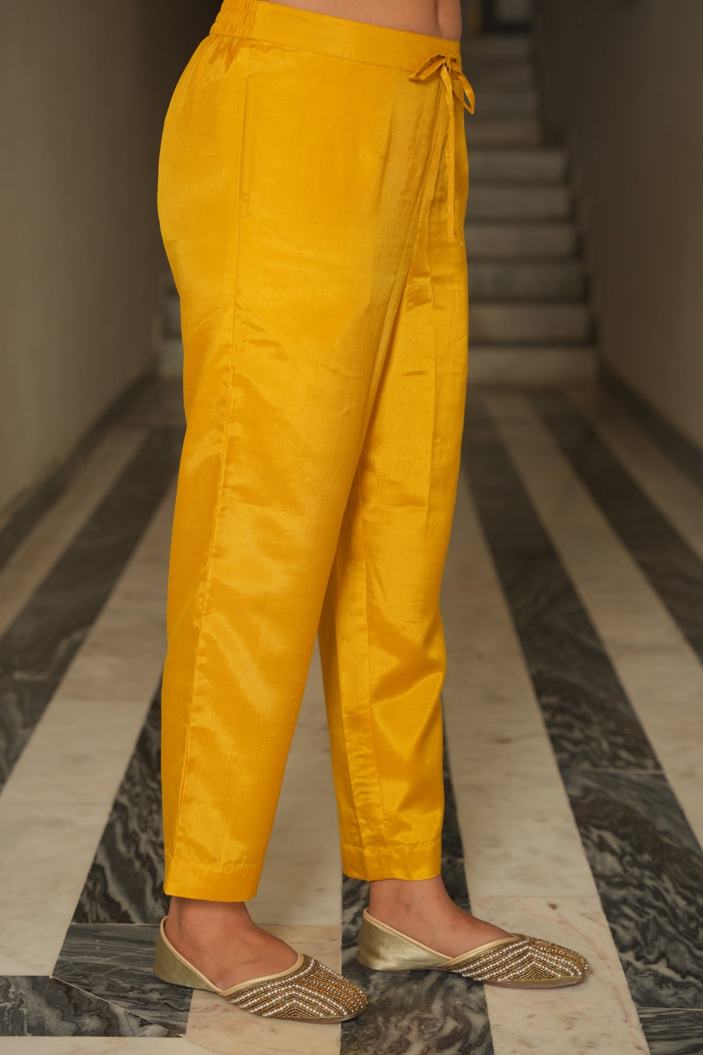 Shantoon Solid Mustard Trousers