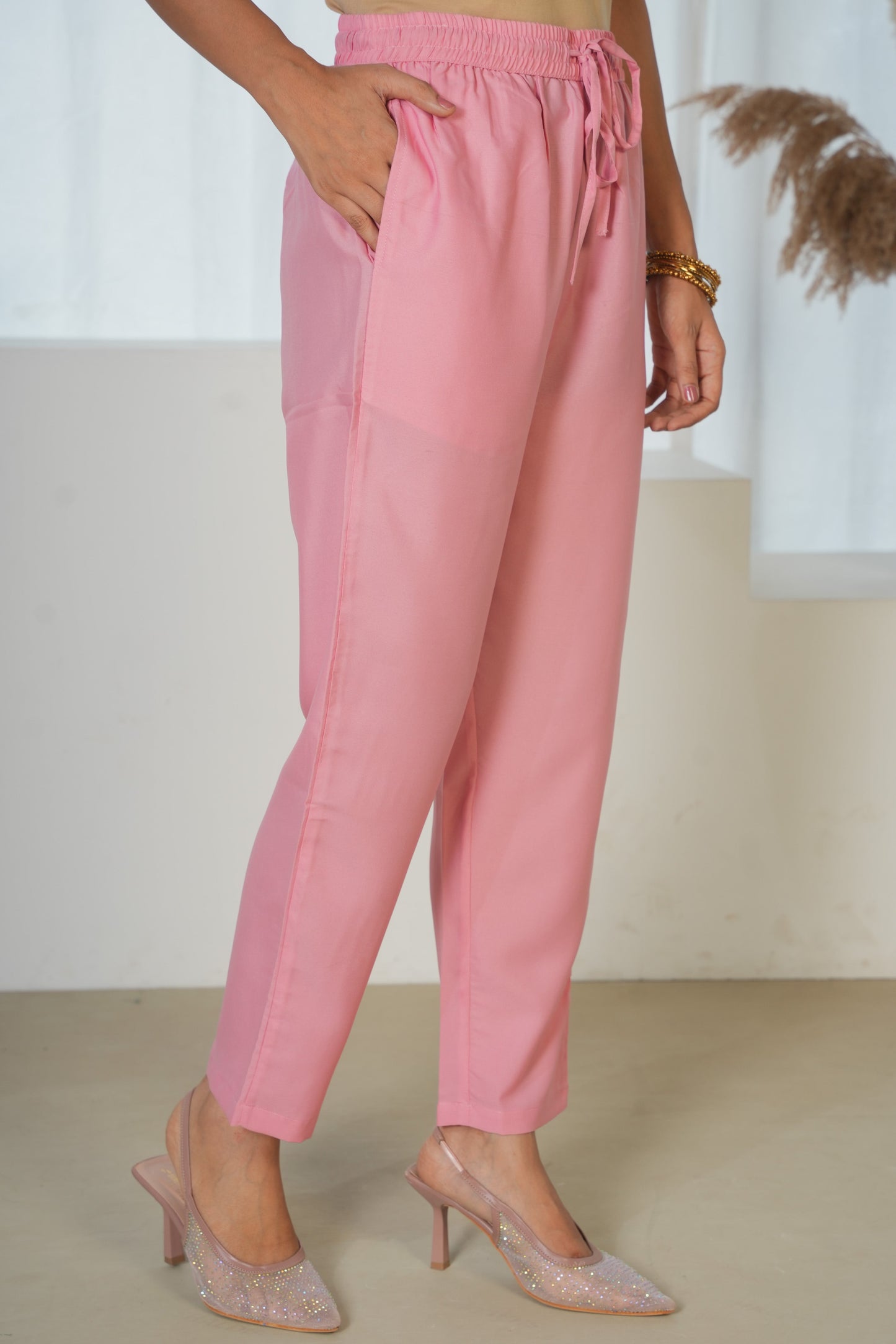 Crepe Pink Trousers
