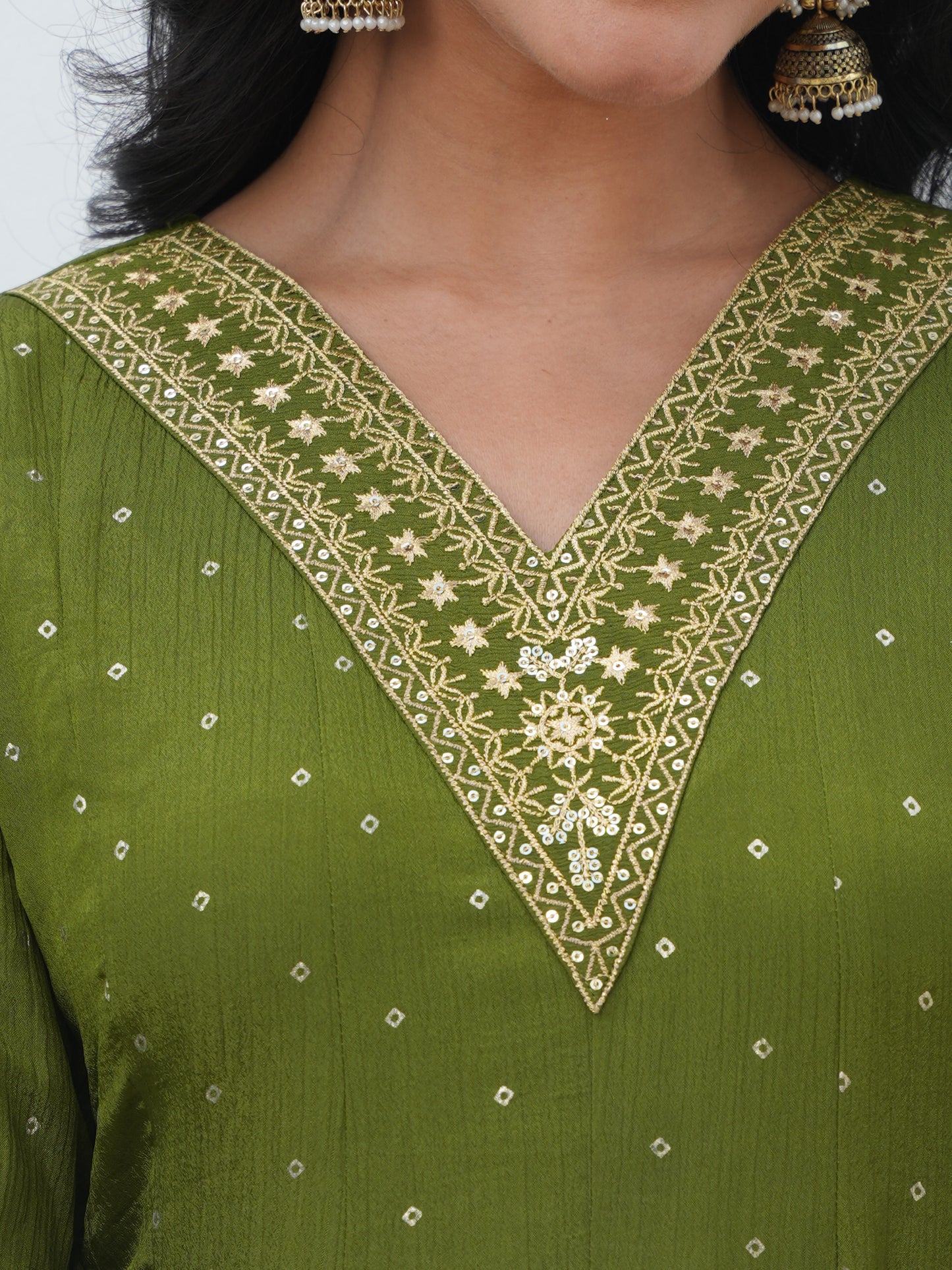 Embroidered Roman Silk Solid Anarkali Lime Green Kurta