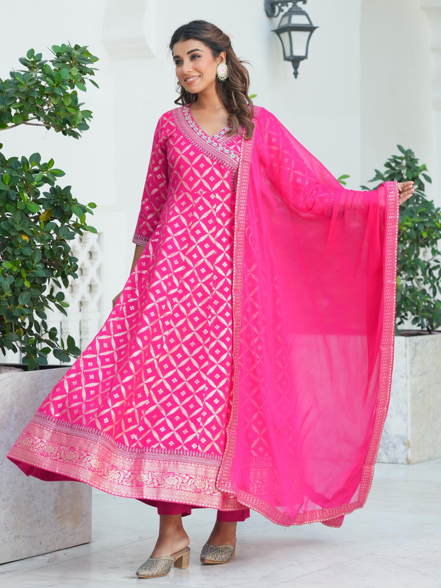 Chiffon Solid Dark Pink Dupatta