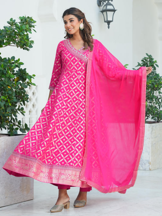 Chiffon Solid Dark Pink Dupatta