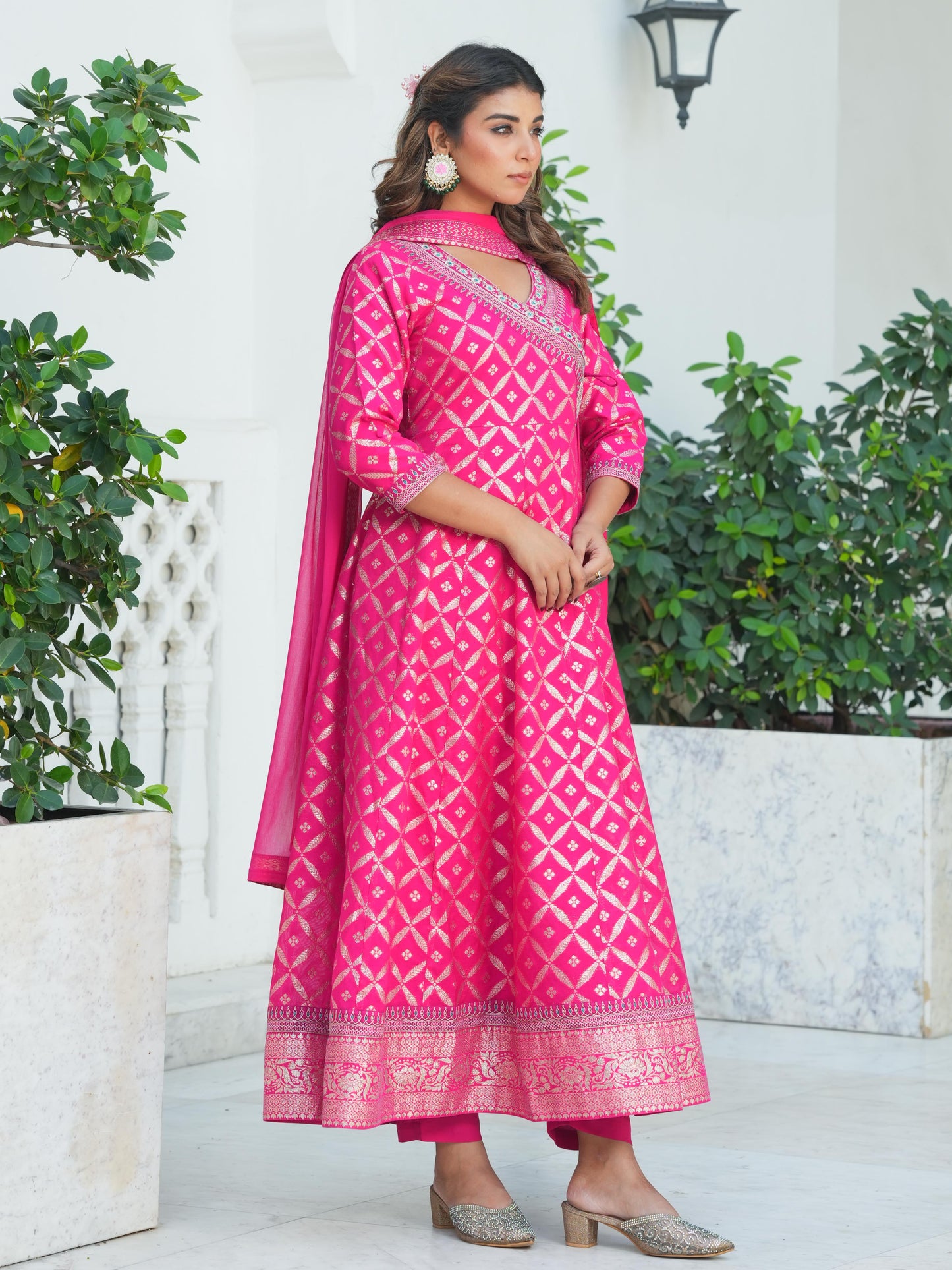 Chiffon Solid Dark Pink Dupatta