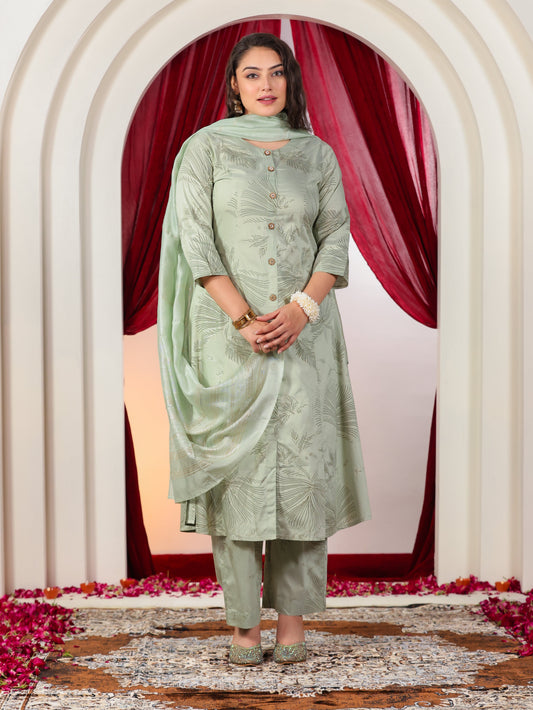Blended Silk Solid Sage Green Dupatta