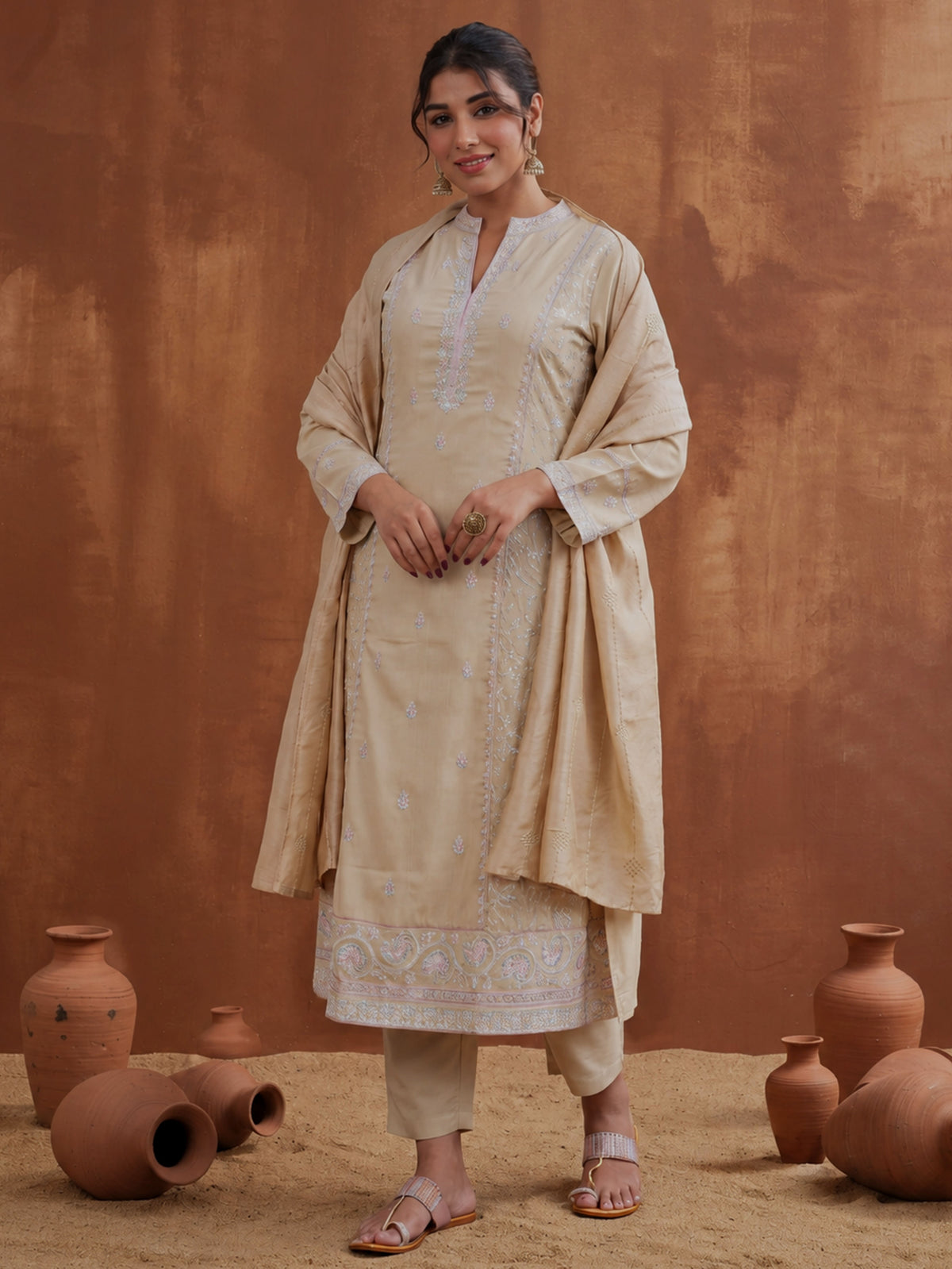 Chanderi Solid Sand Dupatta