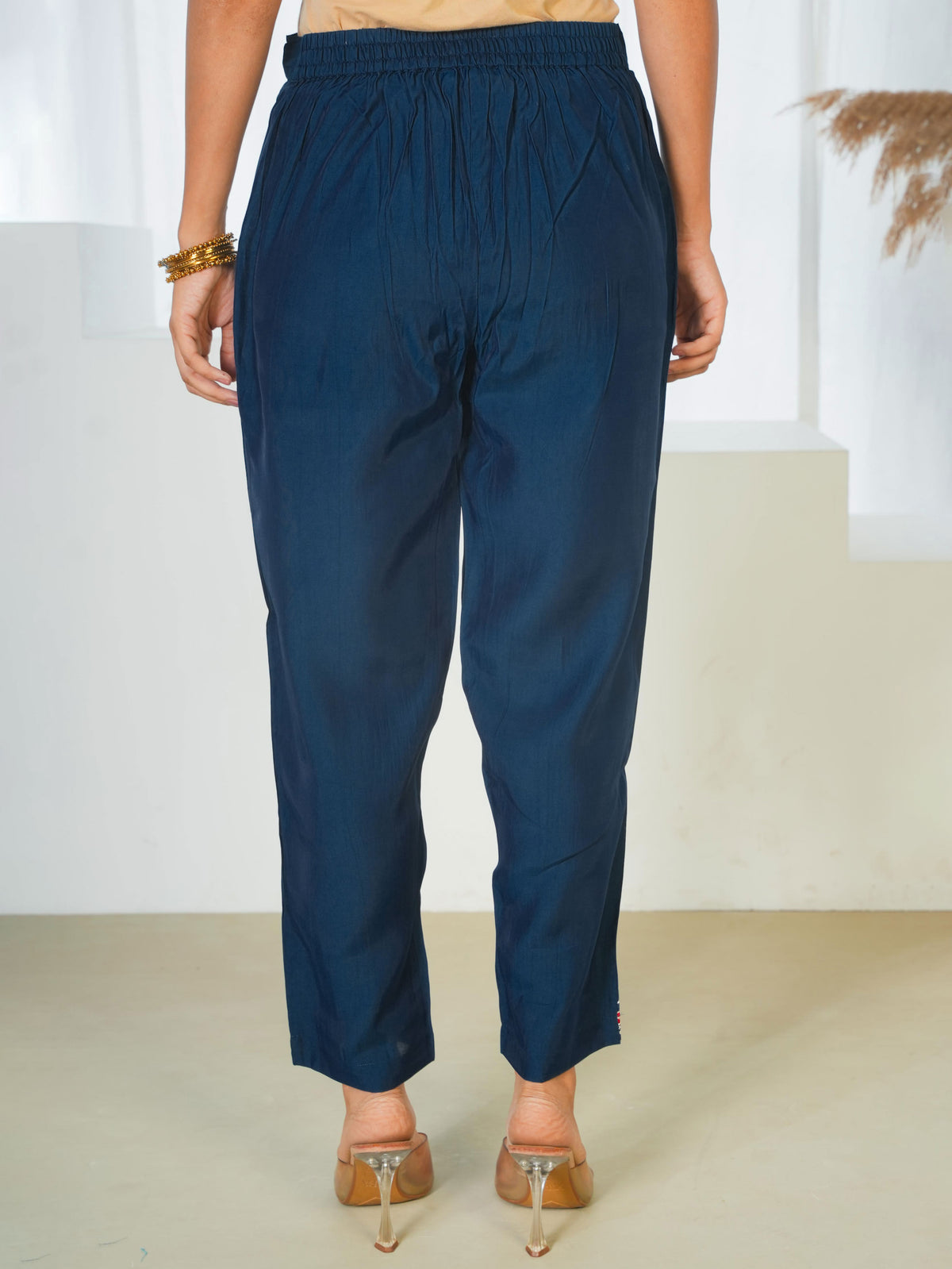 Chanderi Solid Teal Trousers