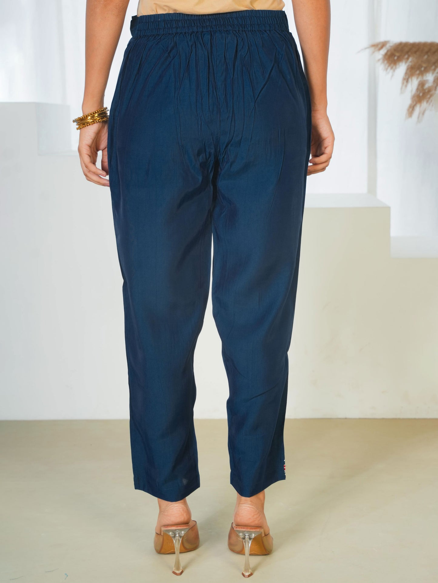 Chanderi Solid Teal Trousers