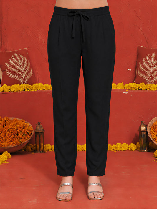 Solid Black Trousers