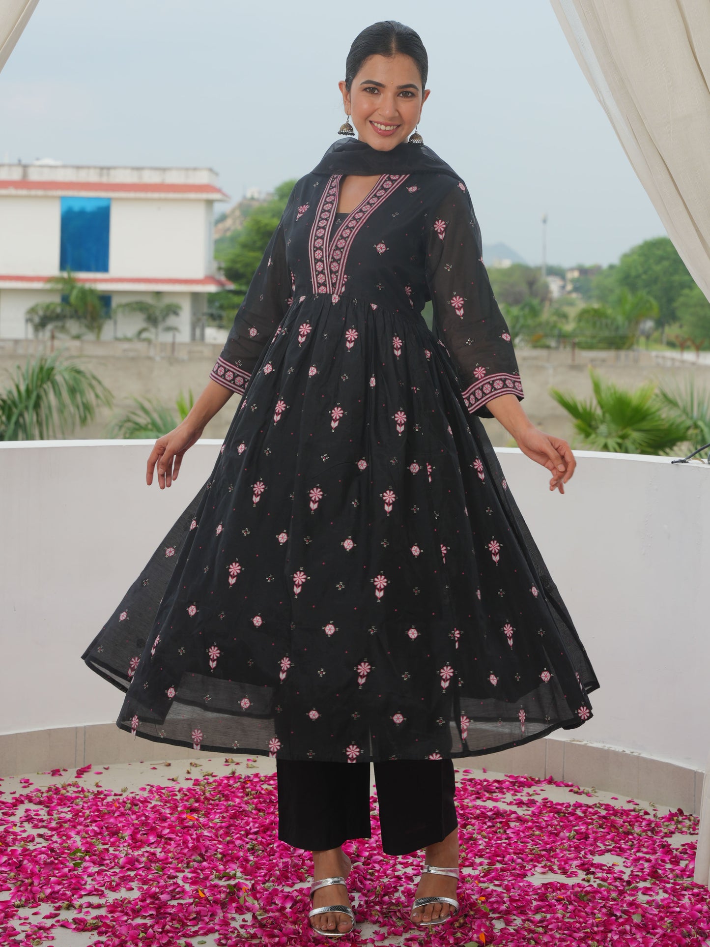 Organza Solid Black Dupatta