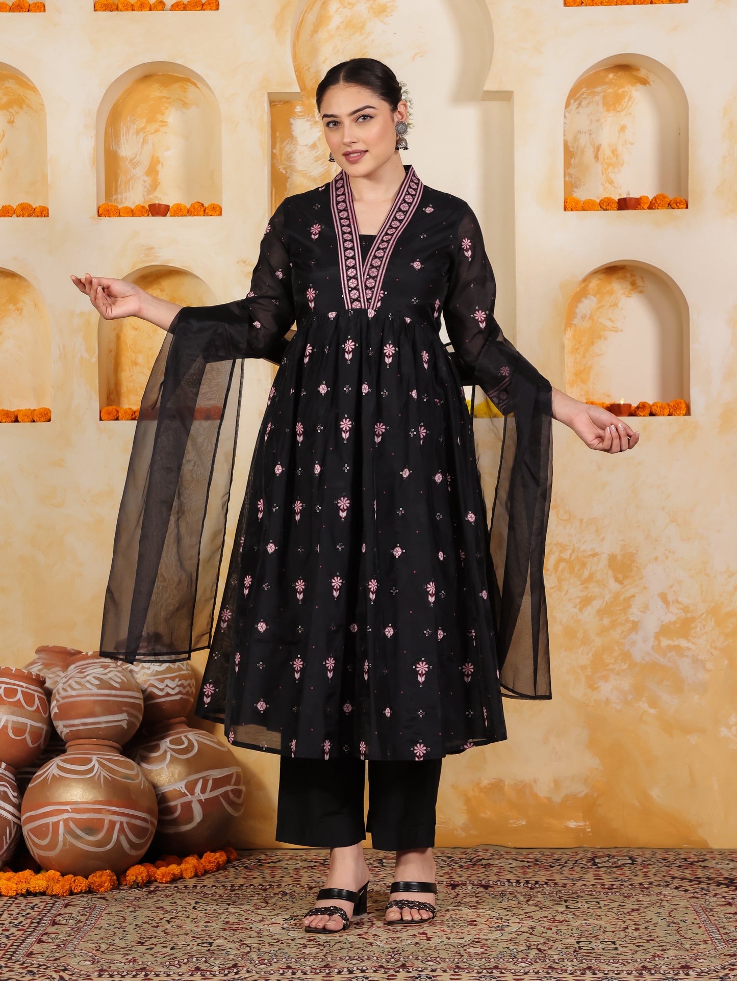 Organza Solid Black Dupatta