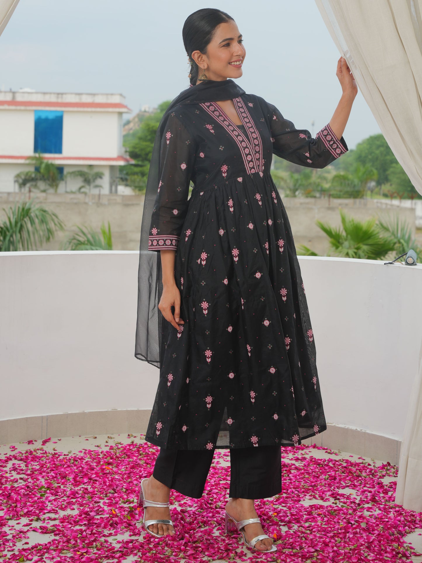 Organza Solid Black Dupatta