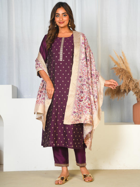Jacquard Floral Beige Dupatta