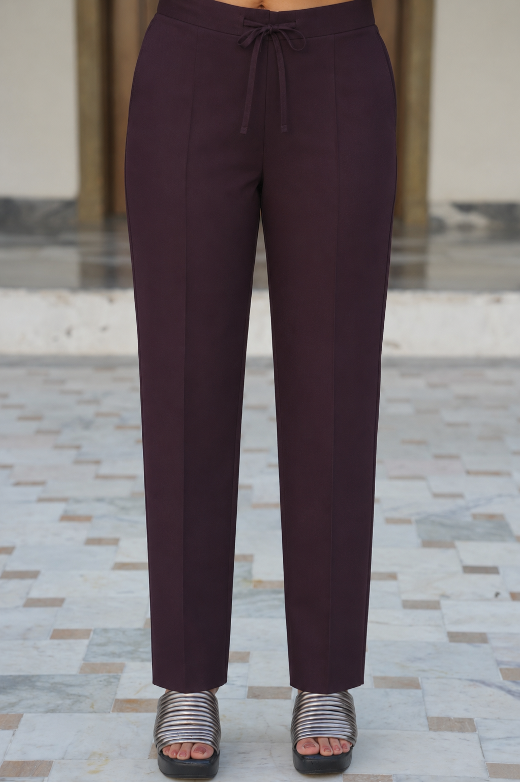 Embroidered Georgette Solid Purple Kurta