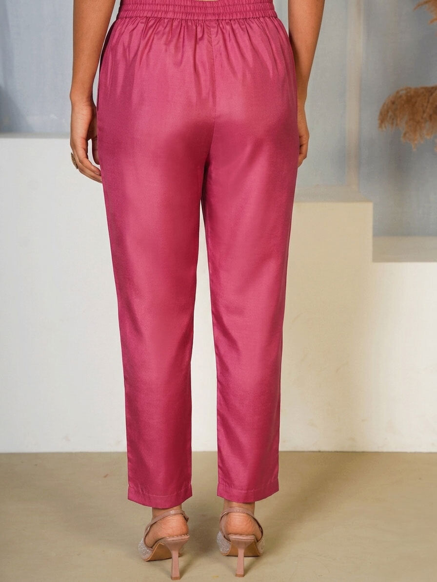 Embroidered Chiffon Solid Straight Dusty Pink Kurta