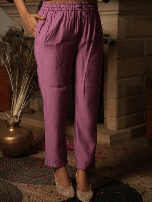 Chanderi Onion Pink Trousers