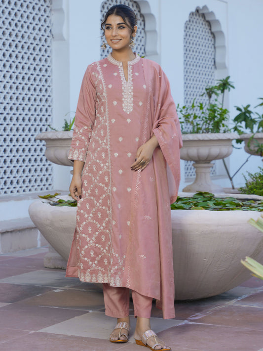 Chanderi Solid Dusty Pink Dupatta