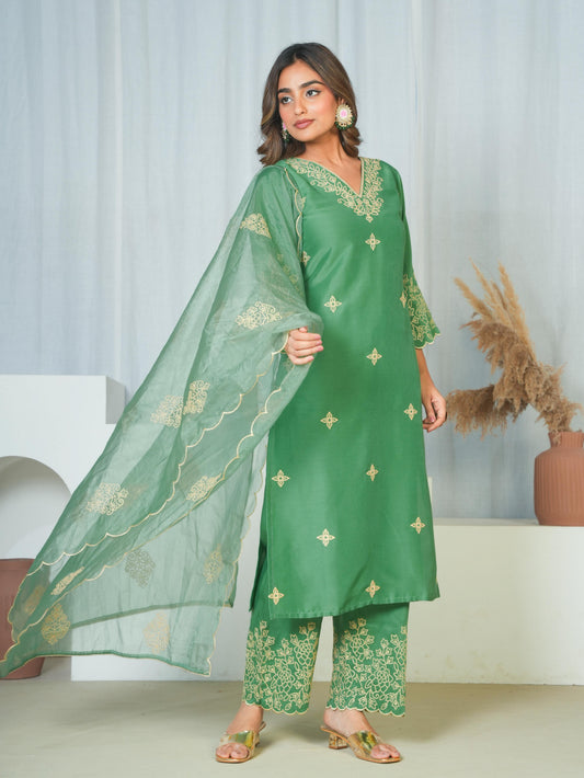 Organza Solid Light green Dupatta