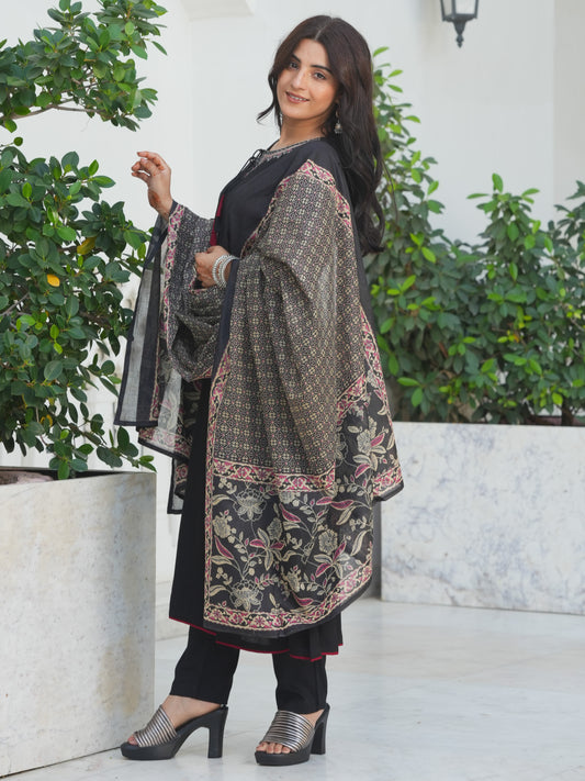 Soft Cotton Black Dupatta