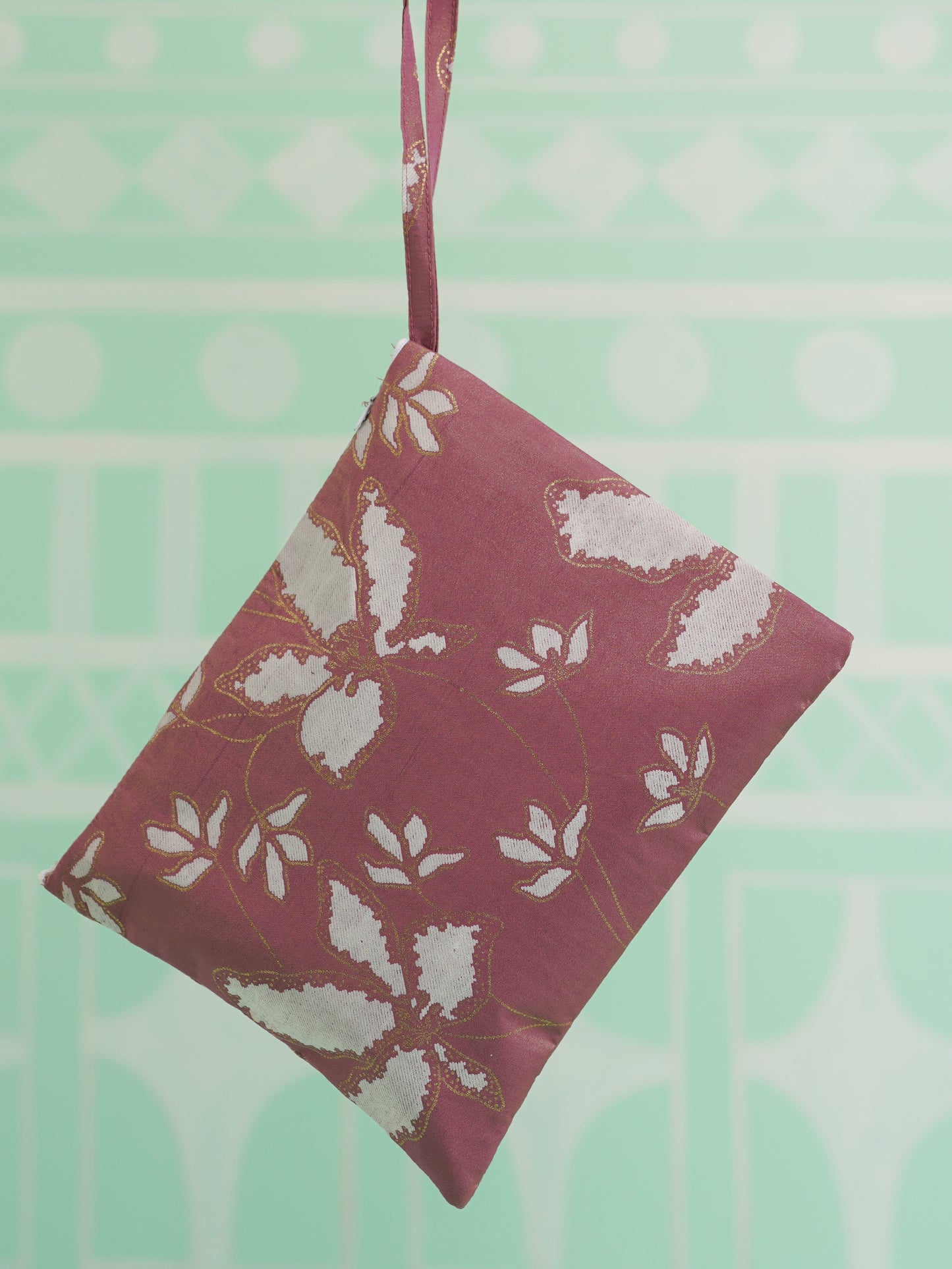 Chanderi Placement Print Straight Mauve Kurta