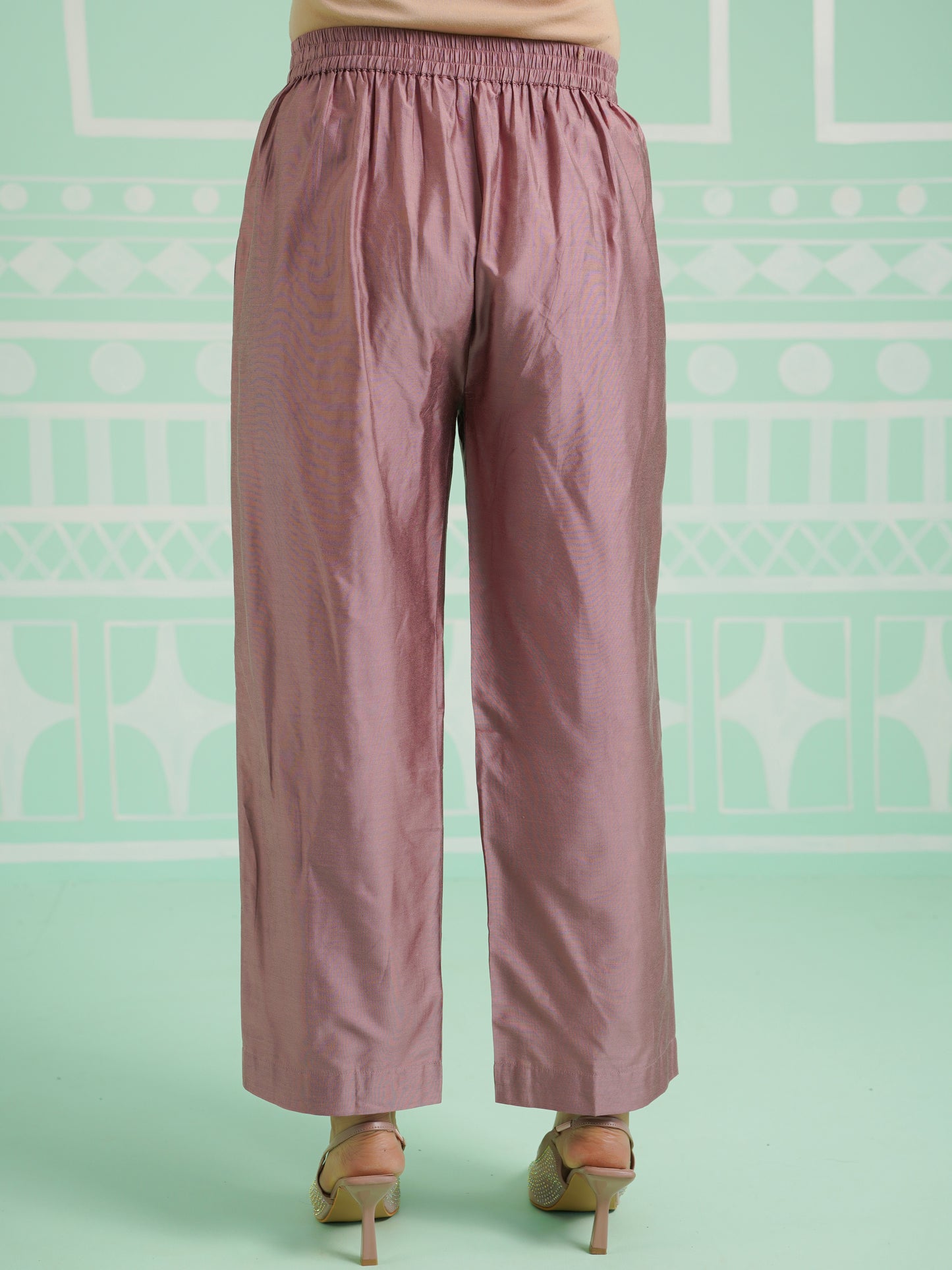 Chanderi Placement Print Straight Mauve Kurta