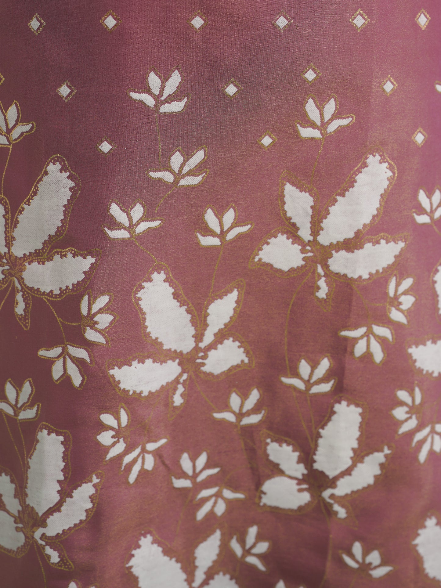 Chanderi Placement Print Straight Mauve Kurta