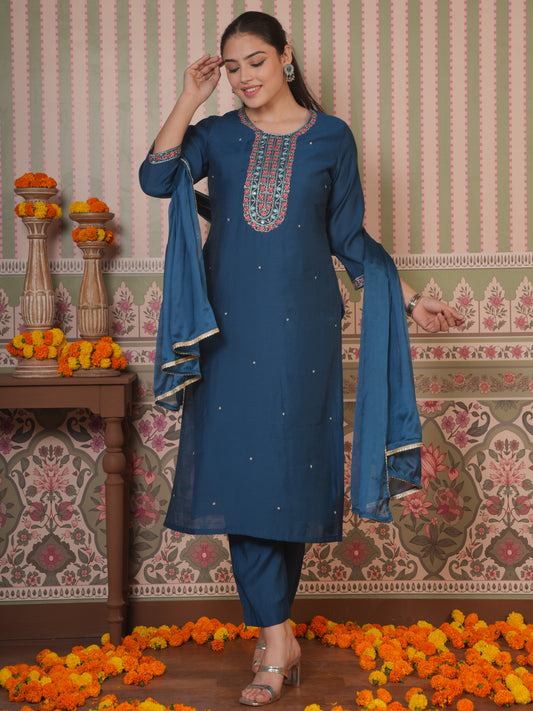 Chiffon Solid Teal Dupatta