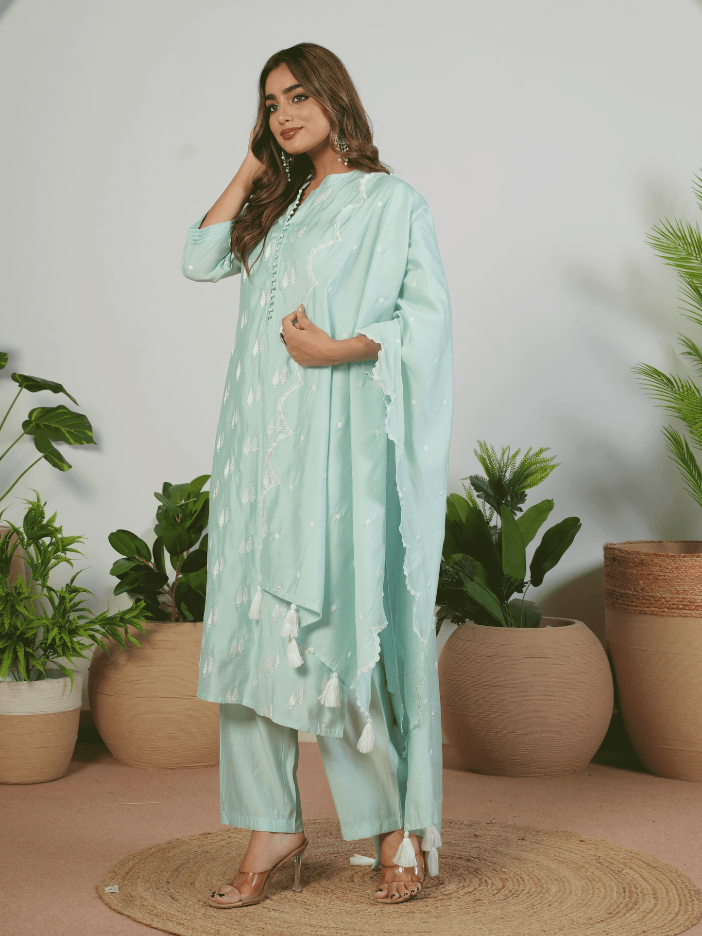 Chanderi Solid Baby Blue Dupatta