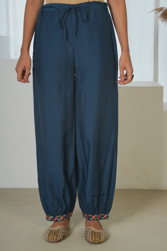 Roman silk Solid Teal Trousers