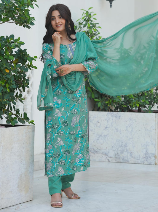Chiffon Solid Sage Green Dupatta