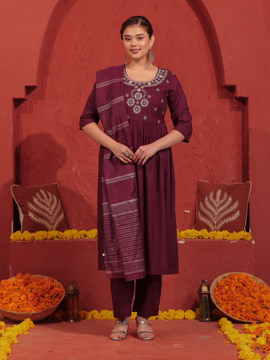 Georgette Solid Wine Dupatta