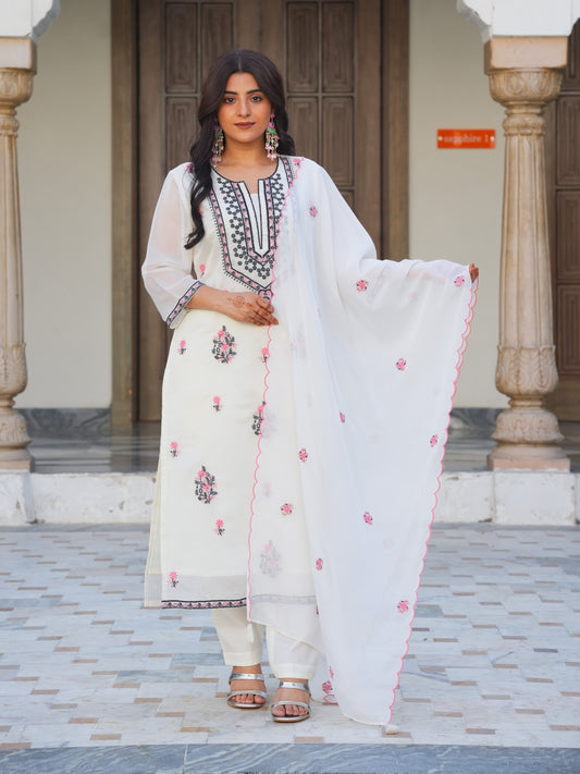 Organza Solid White Dupatta